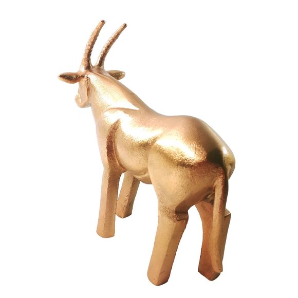 Antelope Gazelle Animal Statue Figurine Copper Colored Cast Aluminum 8" Tall - Picture 2 of 10